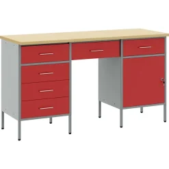 Accessoires De Quincaillerie-vidaXL Placard de travail 3 pcs Bois d'ingénierie et acier Rouge