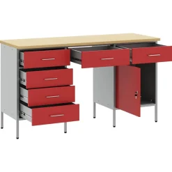 Accessoires De Quincaillerie-vidaXL Placard de travail 3 pcs Bois d'ingénierie et acier Rouge