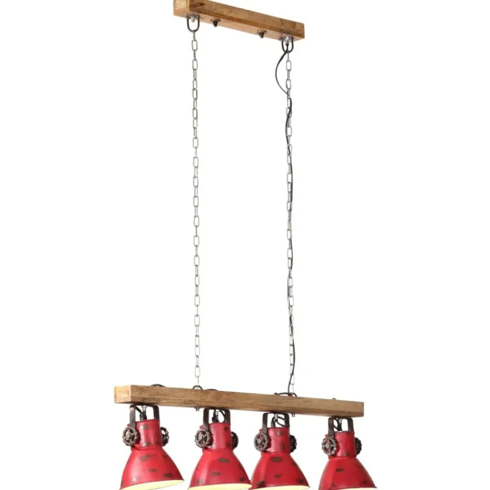 Luminaires-vidaXL Plafonnier 25 W délavé 90x24x111 cm E27 Rouge