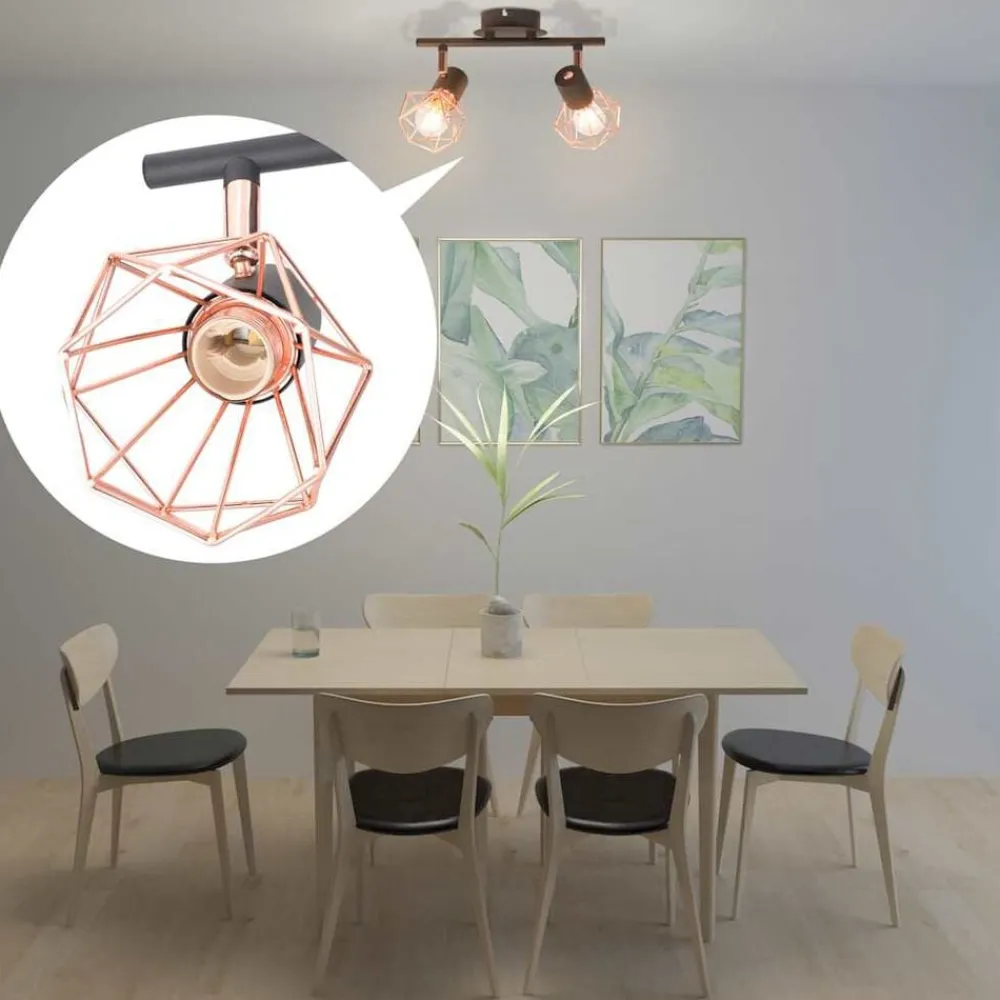 vidaXL Plafonnier avec 2 ampoules LED à filament 8 W