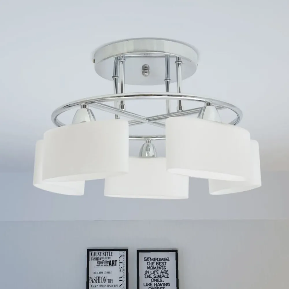 vidaXL Plafonnier avec 5 globes ellipsoïdes pour ampoules E14 200 W
