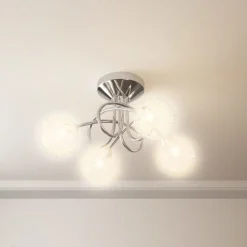 Luminaires-vidaXL Plafonnier avec abat-jour en maille métallique pour 4 LED G9