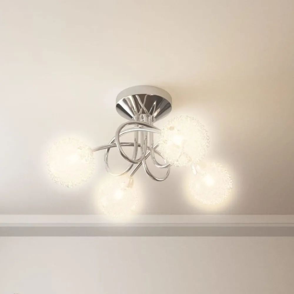 Luminaires-vidaXL Plafonnier avec abat-jour en maille métallique pour 4 LED G9