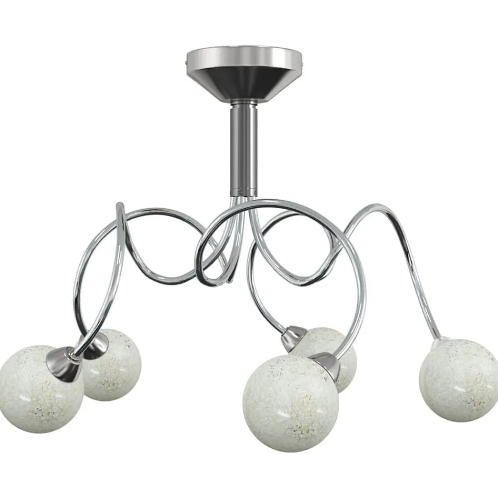 vidaXL Plafonnier avec abat-jour ronds en verre pour 5 LED G9