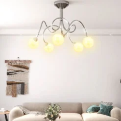 vidaXL Plafonnier avec abat-jour ronds en verre pour 5 LED G9