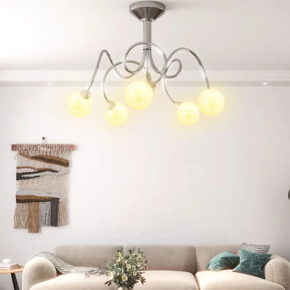 vidaXL Plafonnier avec abat-jour ronds en verre pour 5 LED G9