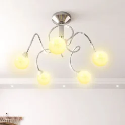 vidaXL Plafonnier avec abat-jour ronds en verre pour 5 LED G9