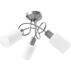 vidaXL Plafonnier avec abat-jour en verre 3 ampoules E14 Blanc Cône