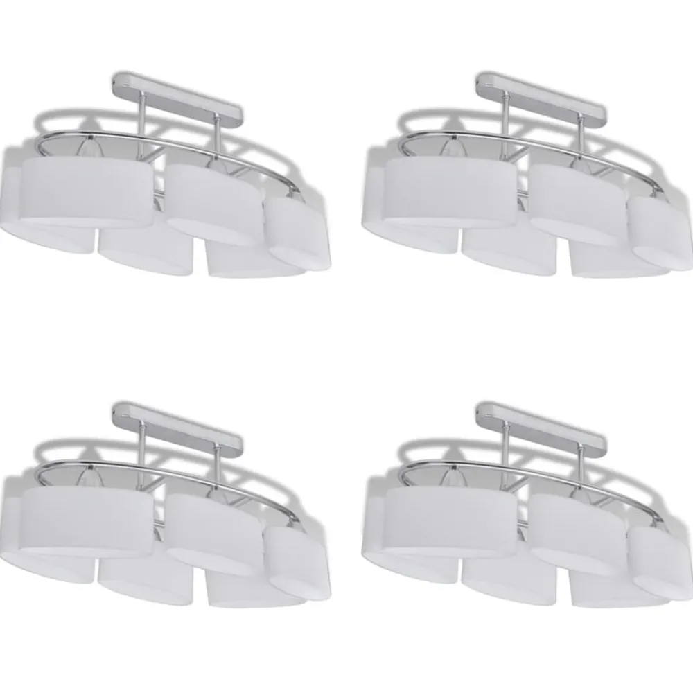 vidaXL Plafonnier avec abat-jours en verre ellipsoïde 4 pcs E14