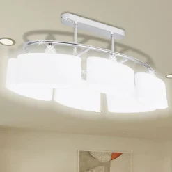 vidaXL Plafonnier avec abat-jours en verre ellipsoïde 4 pcs E14