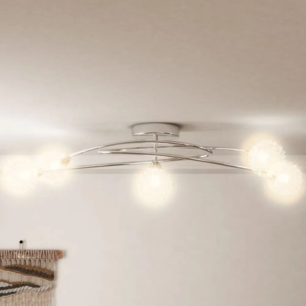 vidaXL Plafonnier avec abat-jour en maille métallique pour 5 LED G9