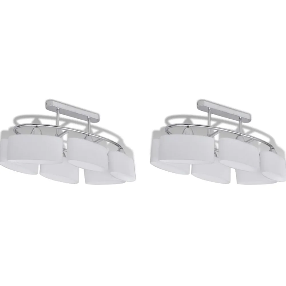 vidaXL Plafonnier avec abat-jours en verre ellipsoïde 2 pcs E14