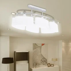 vidaXL Plafonnier avec abat-jours en verre ellipsoïde 2 pcs E14
