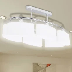 vidaXL Plafonnier avec abat-jours en verre ellipsoïde 2 pcs E14