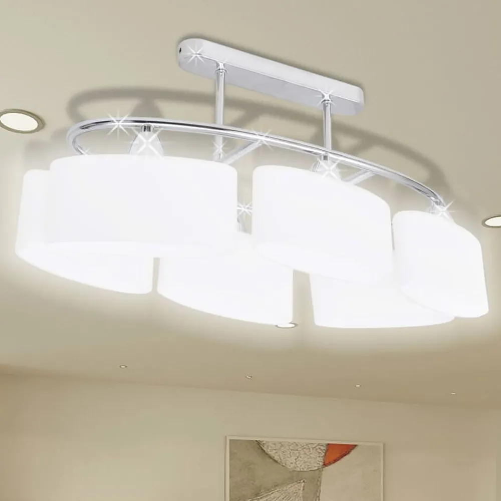 vidaXL Plafonnier avec abat-jours en verre ellipsoïde 2 pcs E14