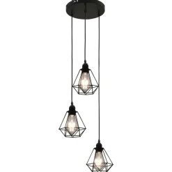 vidaXL Plafonnier avec design de diamant Noir 3 ampoules E27