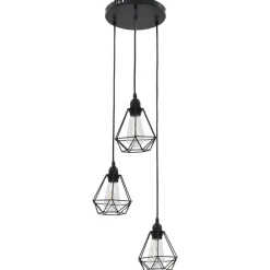 vidaXL Plafonnier avec design de diamant Noir 3 ampoules E27