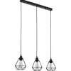 Luminaires-vidaXL Plafonnier avec design de diamant Noir 3 ampoules E27