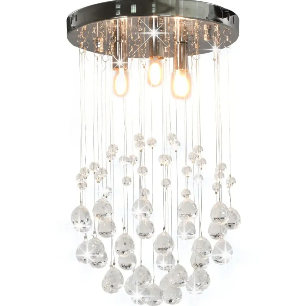 vidaXL Plafonnier avec perles de cristal Argenté Sphère 3 ampoules G9