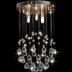 vidaXL Plafonnier avec perles de cristal Argenté Sphère 3 ampoules G9