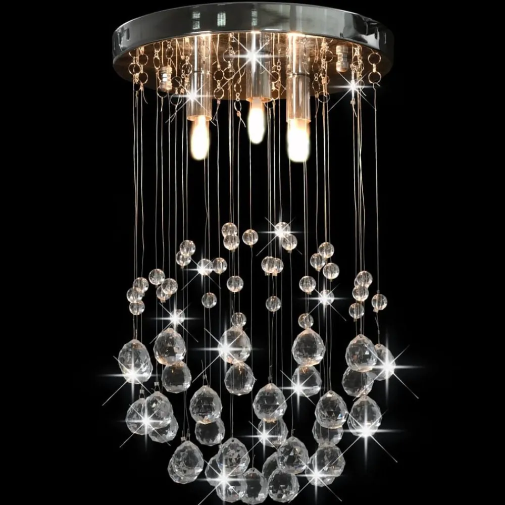 vidaXL Plafonnier avec perles de cristal Argenté Sphère 3 ampoules G9