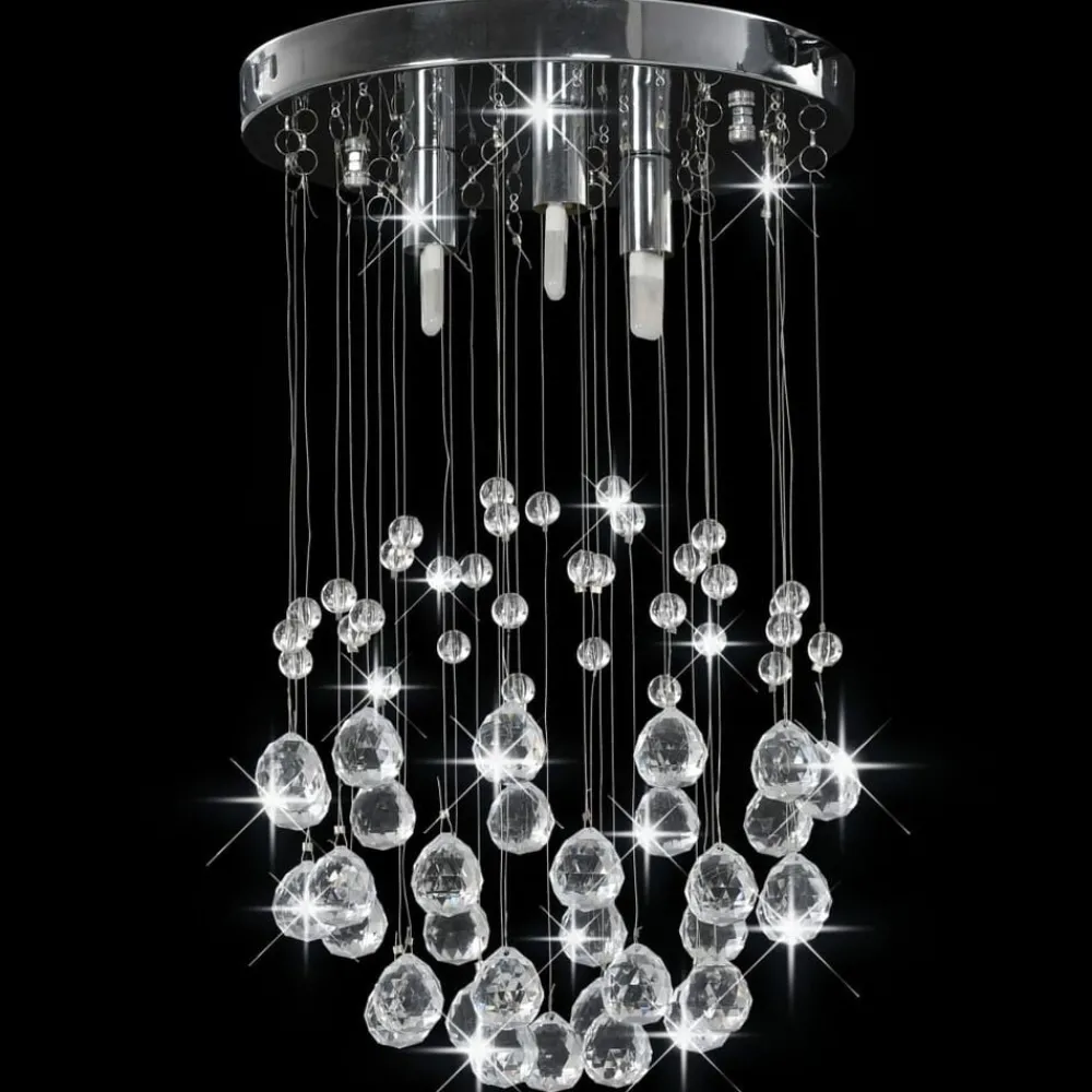 vidaXL Plafonnier avec perles de cristal Argenté Sphère 3 ampoules G9