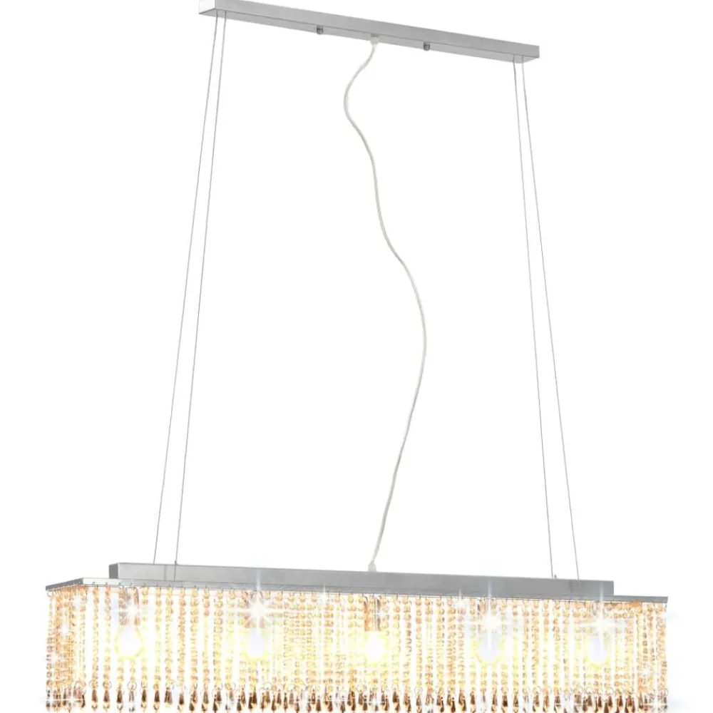 Luminaires-vidaXL Plafonnier avec perles de cristal Argenté 104 cm E14
