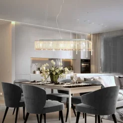 Luminaires-vidaXL Plafonnier avec perles de cristal Argenté 104 cm E14