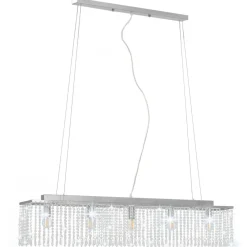 Luminaires-vidaXL Plafonnier avec perles de cristal Argenté 104 cm E14