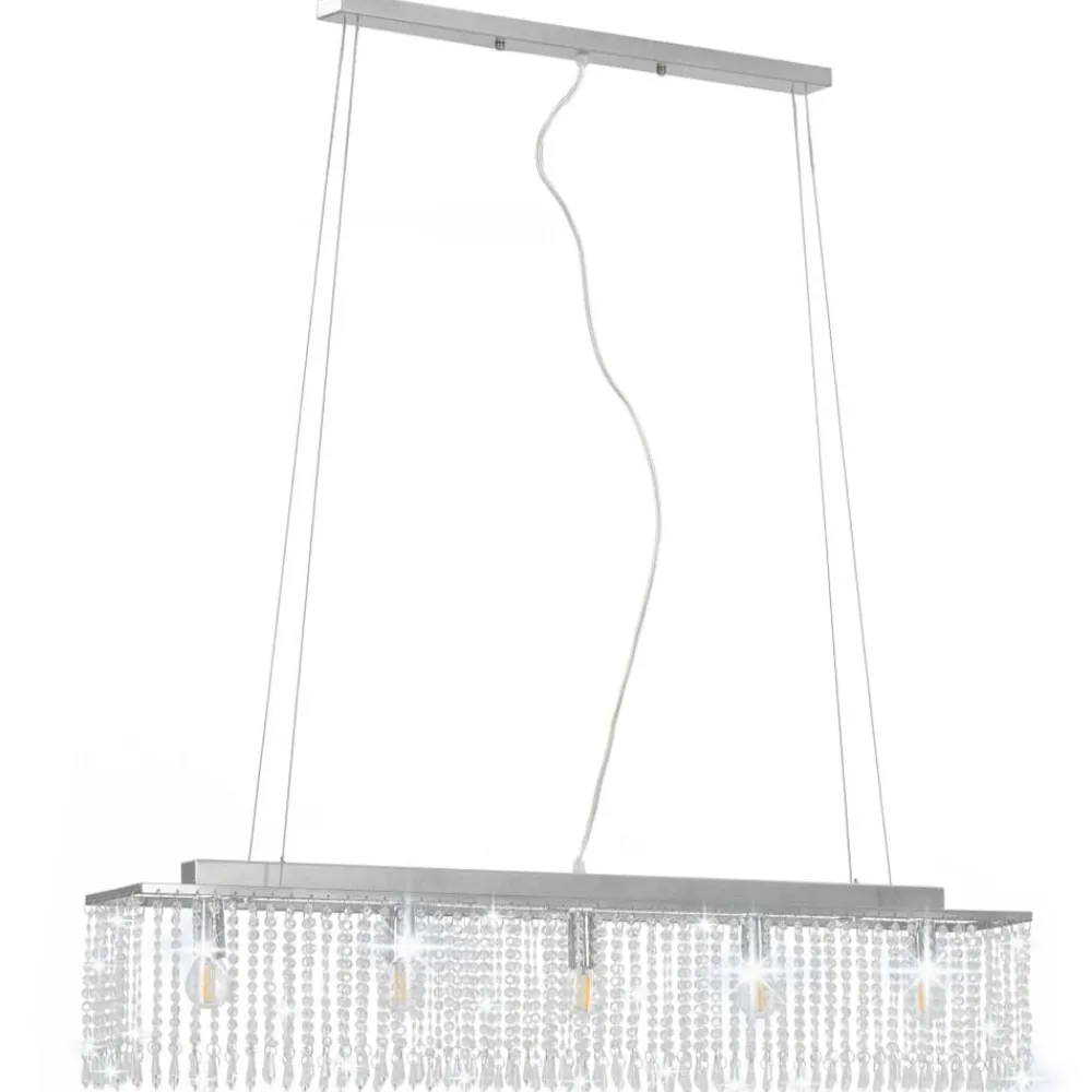 Luminaires-vidaXL Plafonnier avec perles de cristal Argenté 104 cm E14