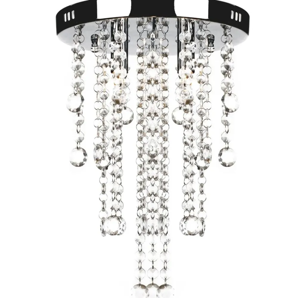 vidaXL Plafonnier avec perles de cristal Blanc Métal