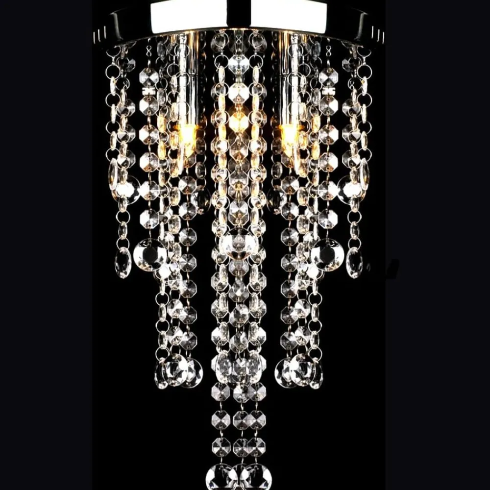vidaXL Plafonnier avec perles de cristal Blanc Métal