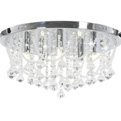 vidaXL Plafonnier avec perles de cristal Argenté Rond 4 ampoules G9