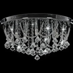 vidaXL Plafonnier avec perles de cristal Argenté Rond 4 ampoules G9