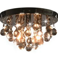 vidaXL Plafonnier avec perles fumées Rond G9