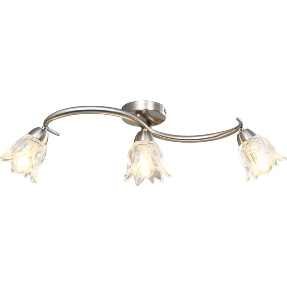 vidaXL Plafonnier et abat-jour verre transparent 3 ampoules E14 Tulipe