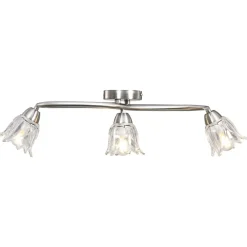 vidaXL Plafonnier et abat-jour verre transparent 3 ampoules E14 Tulipe