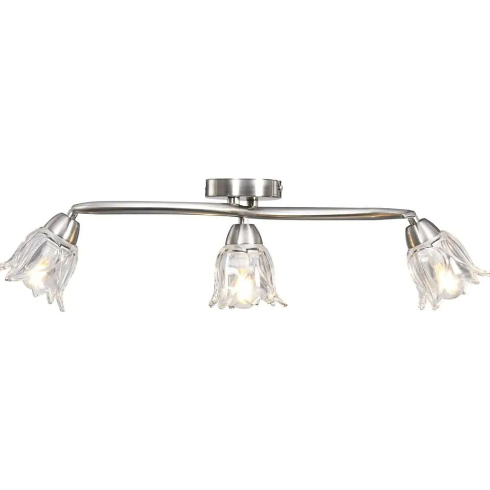 vidaXL Plafonnier et abat-jour verre transparent 3 ampoules E14 Tulipe