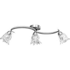 vidaXL Plafonnier et abat-jour verre transparent 3 ampoules E14 Tulipe