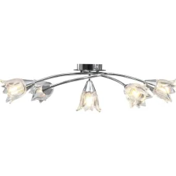 Luminaires-vidaXL Plafonnier et abat-jour verre transparent 5 ampoules E14 Tulipe