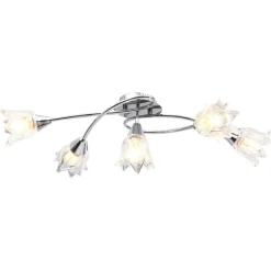Luminaires-vidaXL Plafonnier et abat-jour verre transparent 5 ampoules E14 Tulipe