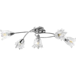 Luminaires-vidaXL Plafonnier et abat-jour verre transparent 5 ampoules E14 Tulipe