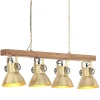 Luminaires-vidaXL Plafonnier industriel Laiton E27 Bois de manguier