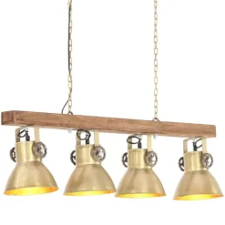 Luminaires-vidaXL Plafonnier industriel Laiton E27 Bois de manguier