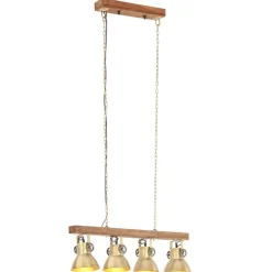 Luminaires-vidaXL Plafonnier industriel Laiton E27 Bois de manguier