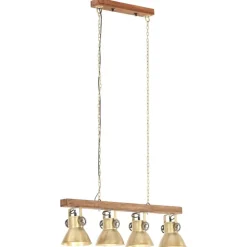 Luminaires-vidaXL Plafonnier industriel Laiton E27 Bois de manguier