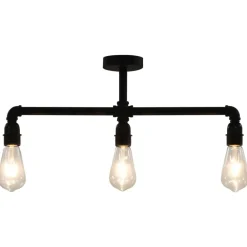 vidaXL Plafonnier Noir 3 ampoules E27