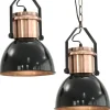 Luminaires-vidaXL Plafonniers 2 pcs Noir Rond E27