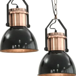 Luminaires-vidaXL Plafonniers 2 pcs Noir Rond E27