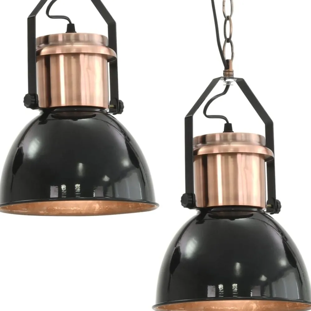 Luminaires-vidaXL Plafonniers 2 pcs Noir Rond E27